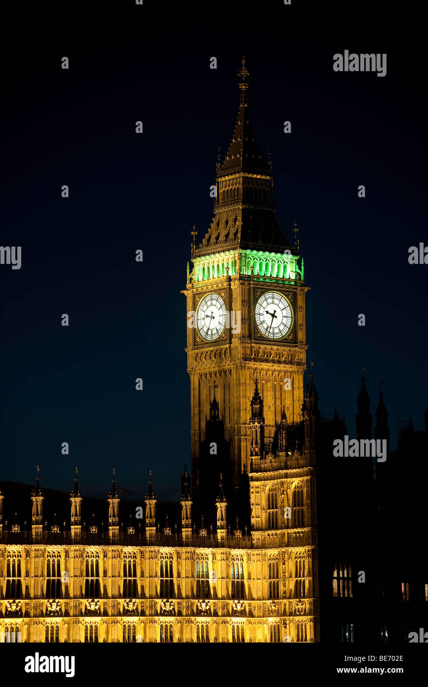 Big Ben, Londres, Angleterre, Royaume-Uni, Europe, dans la nuit Banque D'Images