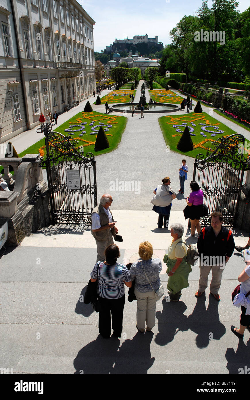 Schloss Mirabell Palace, palais, jardins Mirabellgarten quartier Neustadt, Salzburg, Salzburger Land, de l'état Autriche, Europe Banque D'Images