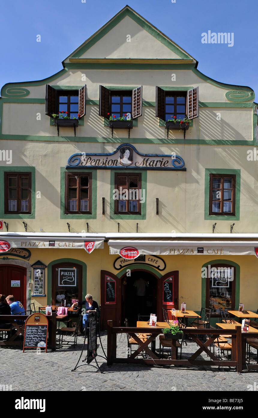 Guesthouse Inn et Marie, vieille ville historique, Cesky Krumlov, classé au Patrimoine Mondial de l'UNESCO, la Bohême, République Tchèque, Europe Banque D'Images
