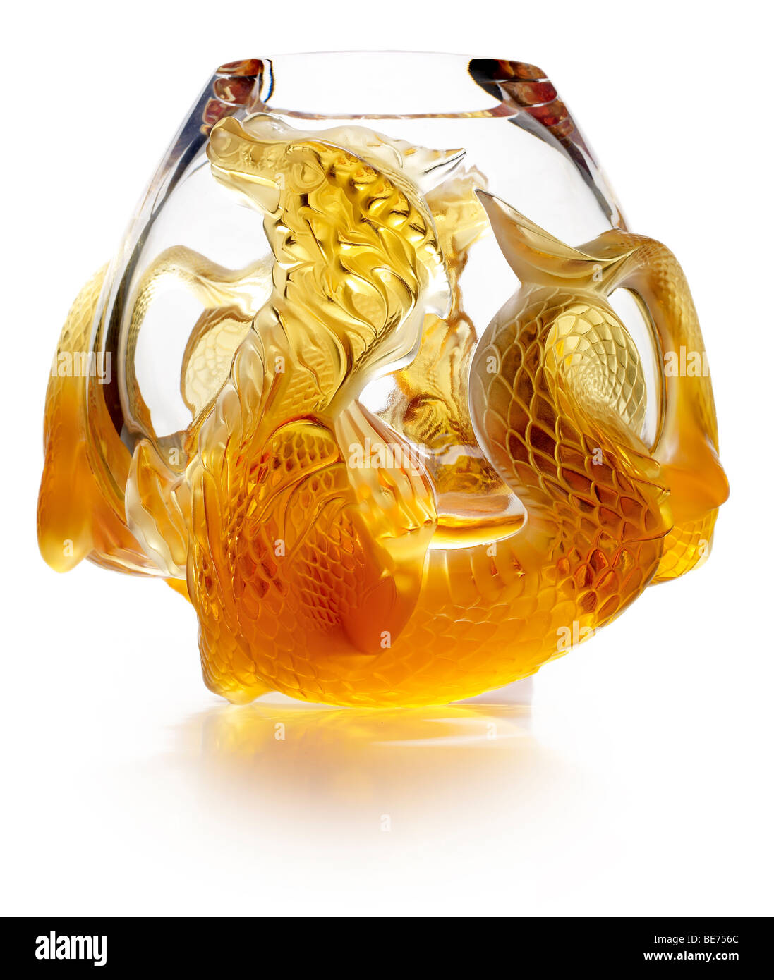 Bol en verre Lalique dragon Banque D'Images