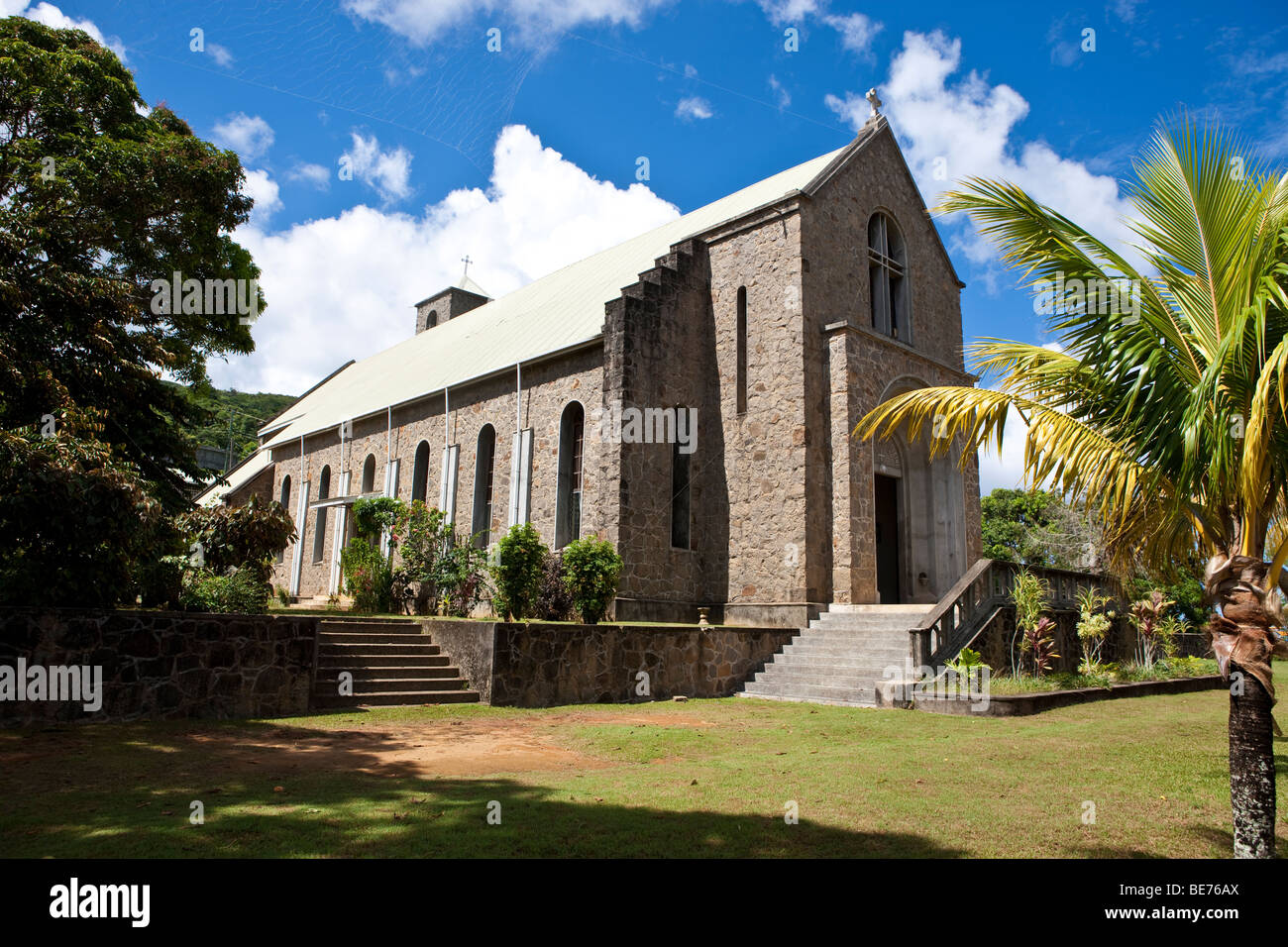 L'église de Sainte Marie Madeleine près de la ville de quarte d'os, de l'île de Mahé, Seychelles, océan Indien, Afrique Banque D'Images