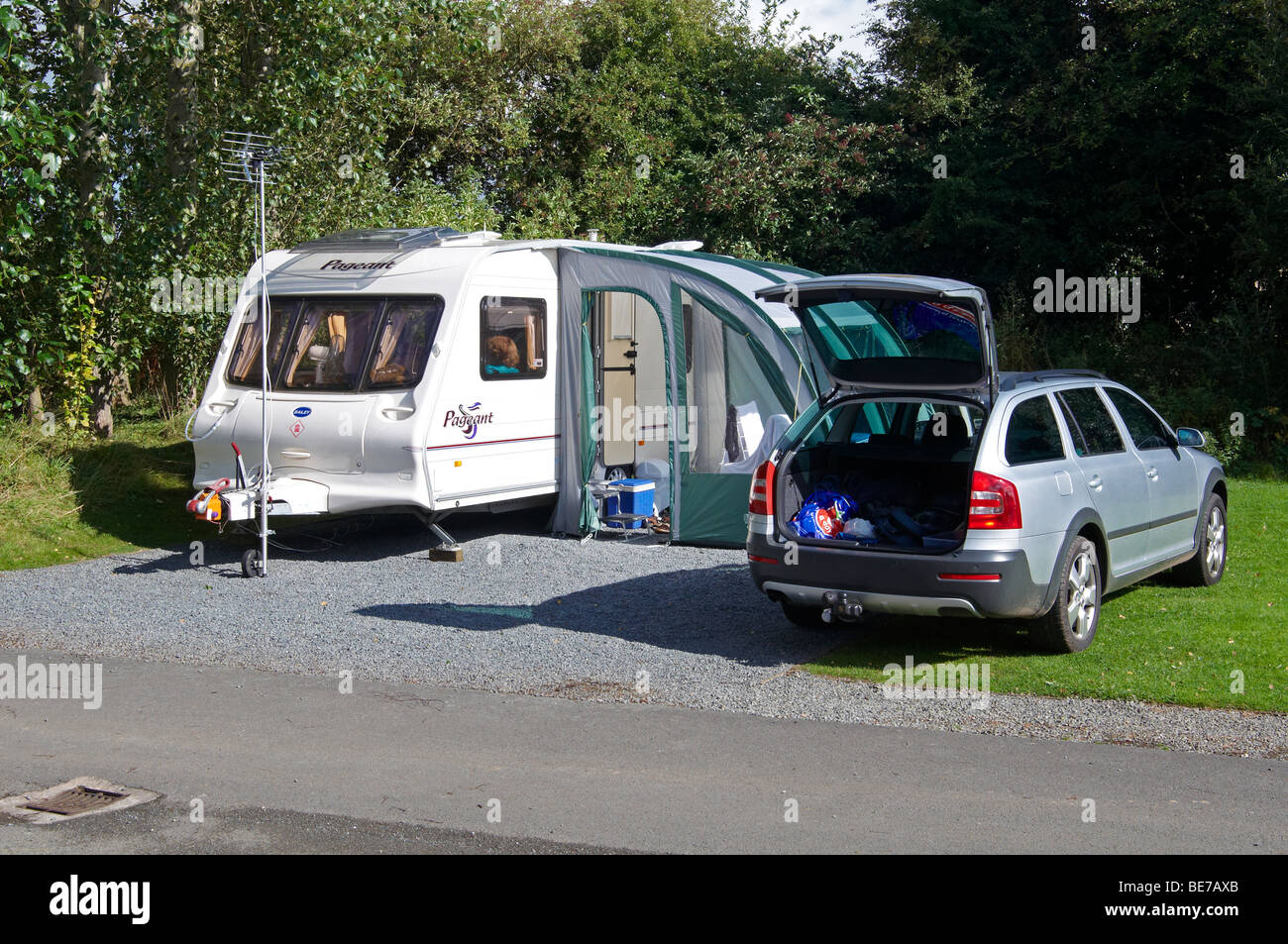 Caravan Club site à Moorhampton près de Hereford. Banque D'Images