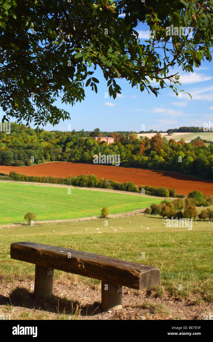 Vue sur Vallée Hughenden Hughenden Manor avec au loin. High Wycombe, Buckinghamshire, Royaume-Uni. Banque D'Images