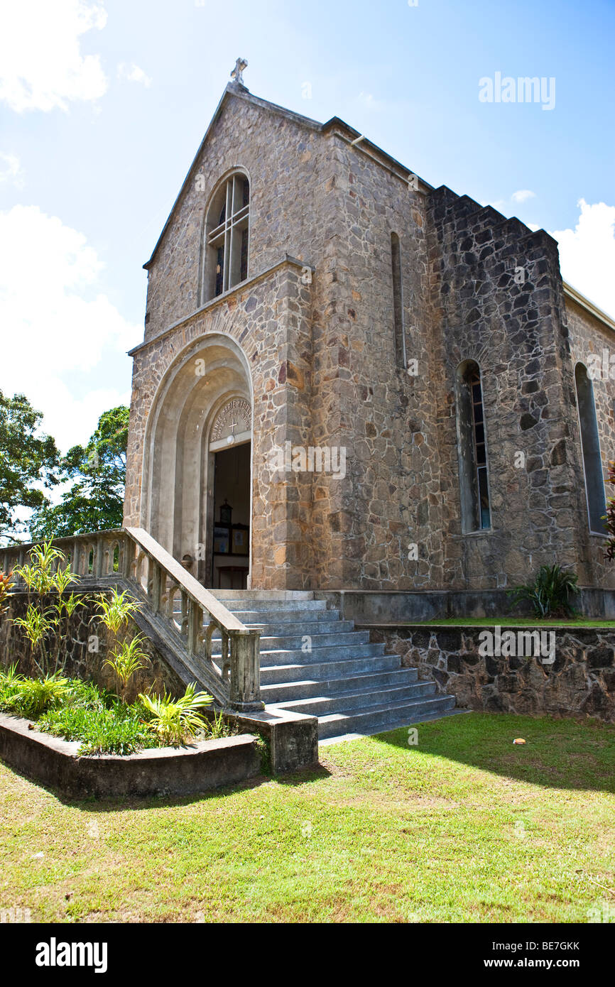 L'église de Sainte Marie Madeleine près de la ville de quarte d'os, de l'île de Mahé, Seychelles, océan Indien, Afrique Banque D'Images