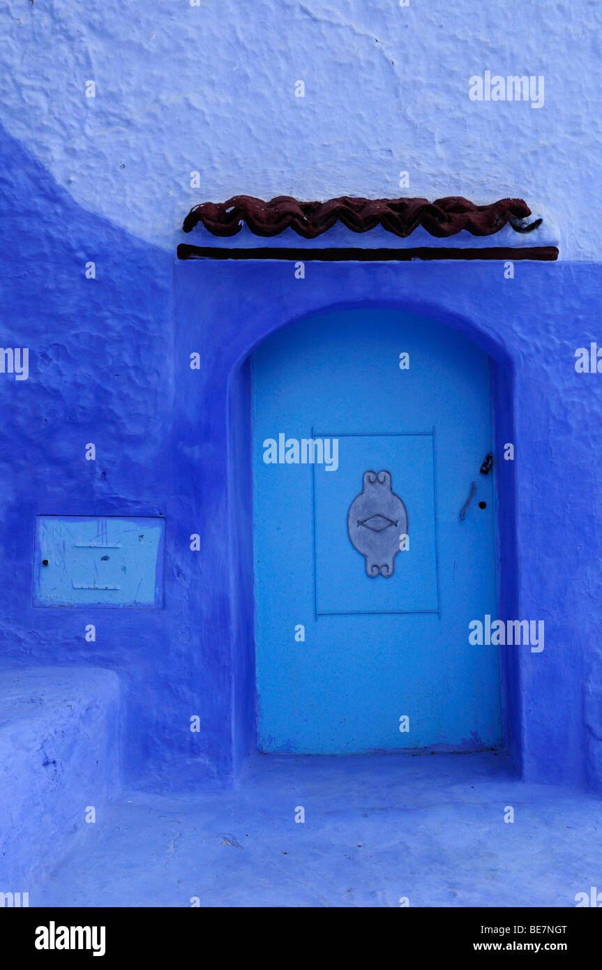 Porte Bleue, Chefchaouen, Maroc Banque D'Images