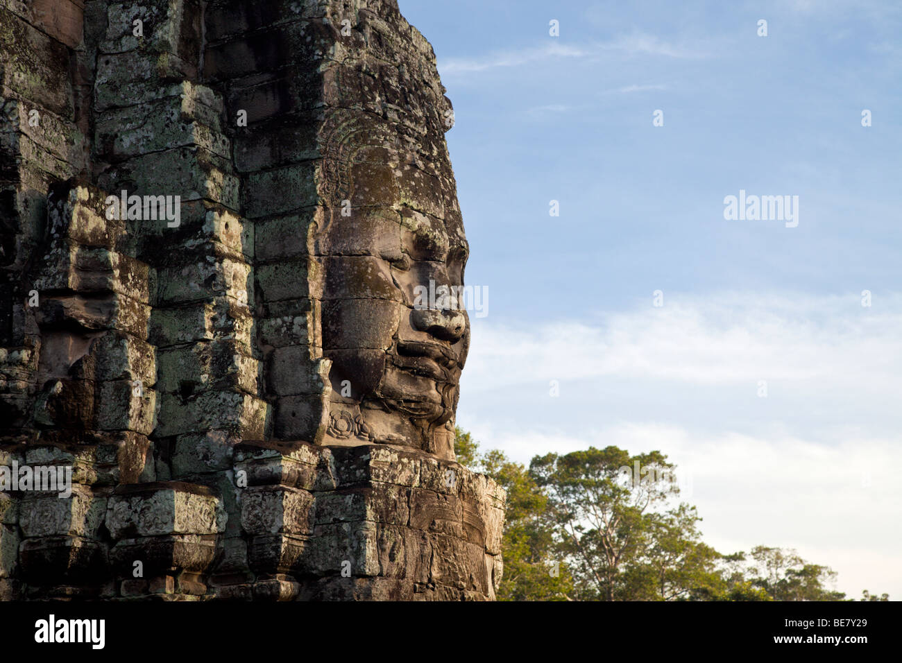 Visages mystérieux dans le temple Bayon, Angkor Wat Banque D'Images