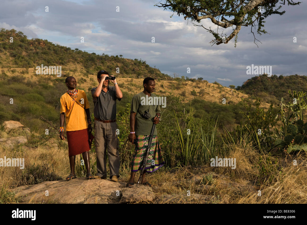 Safari à pied avec les Massaïs, plateau de Laikipia, Kenya Banque D'Images