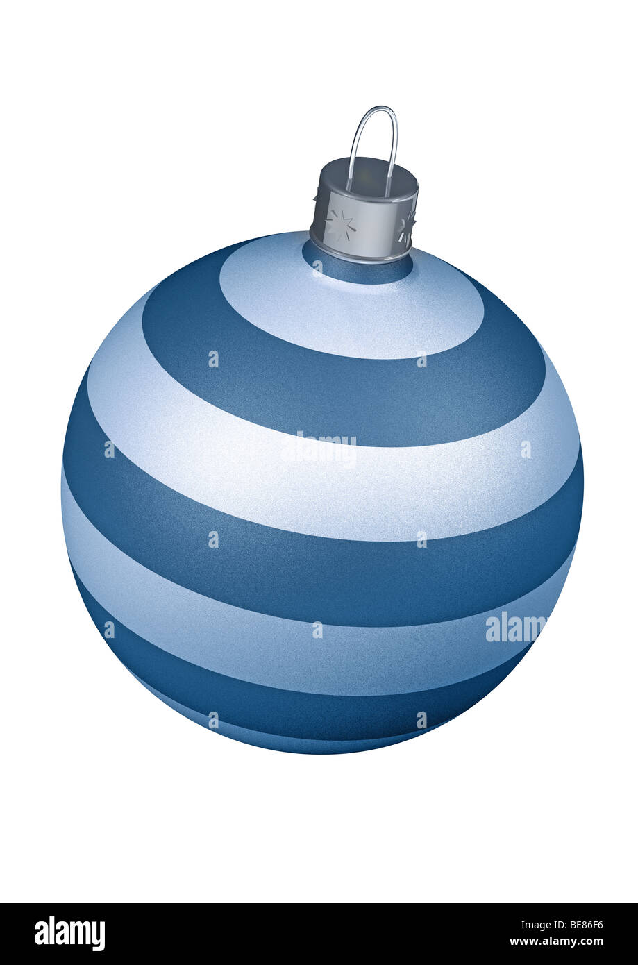 Bal de noël à rayures blanches sur l'ornement - backgrund gestreifte Christbaumkugel auf wei em Hintergrund Banque D'Images