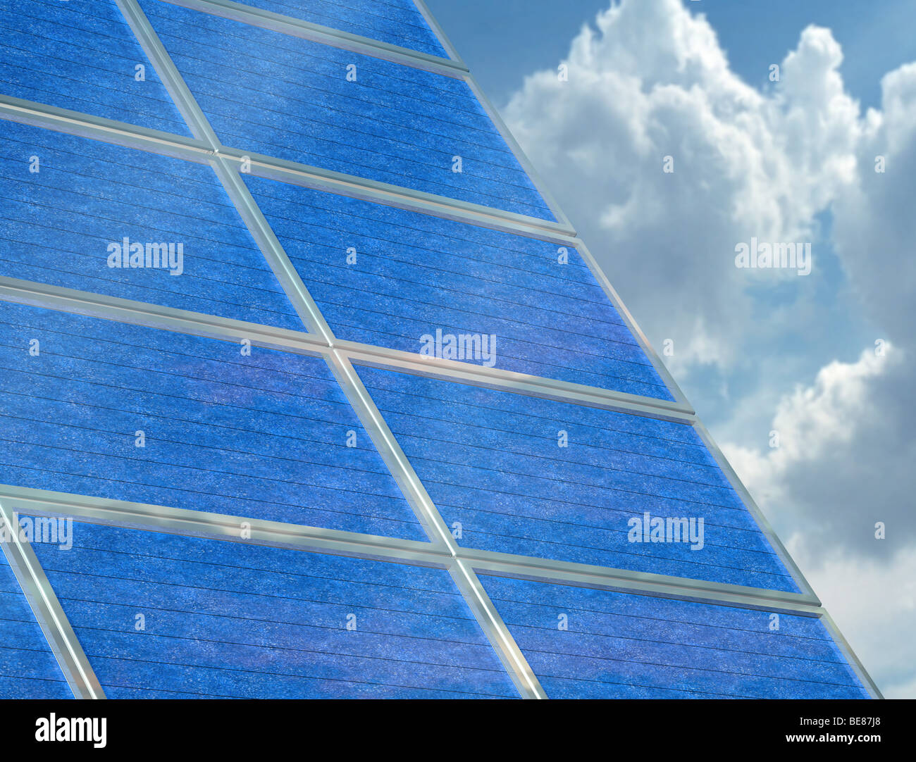Illustration d'un panneau solaire sur un jour nuageux Banque D'Images