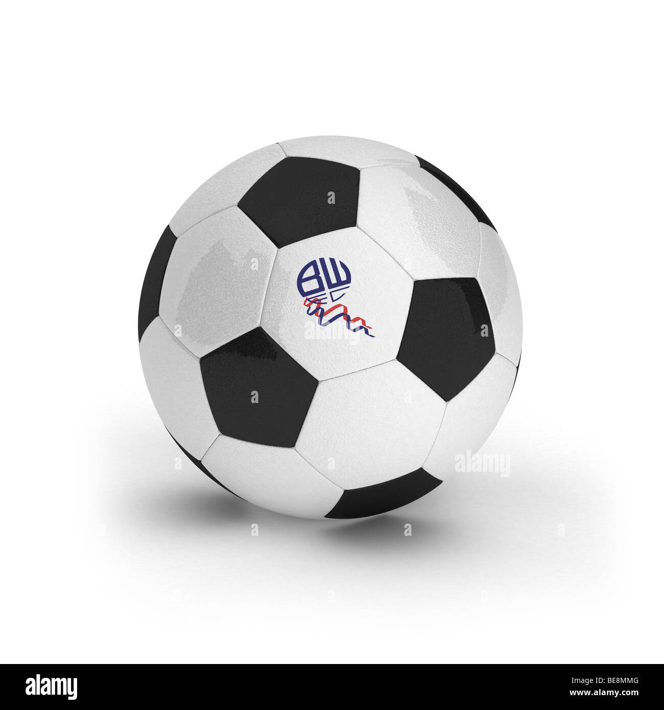 Bolton Wanderers Football Club emblème sur un ballon de foot Banque D'Images
