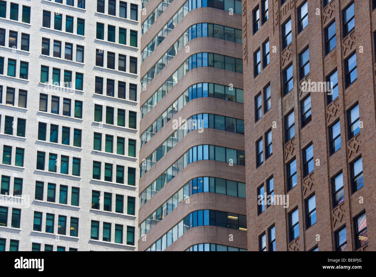 Skyrise Détail dans le Financial District de Manhattan à New York City Banque D'Images