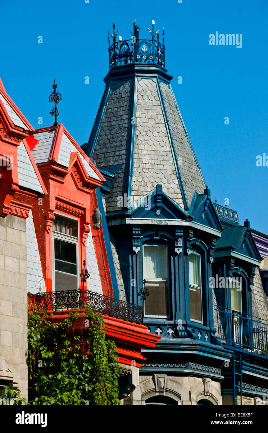 Maisons victoriennes célèbres autour de Square Saint Louis Plateau Mont Royal Montreal Banque D'Images