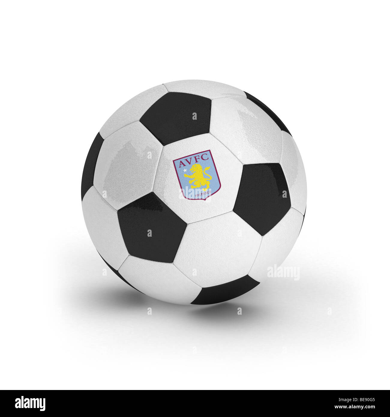 Aston Villa Football Club emblème sur un ballon de foot Banque D'Images