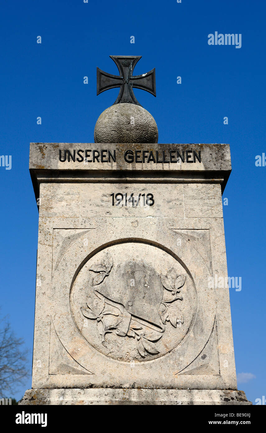 Monument aux victimes de la Première Guerre mondiale, Buehl, Haute-Franconie, Bavaria, Germany, Europe Banque D'Images