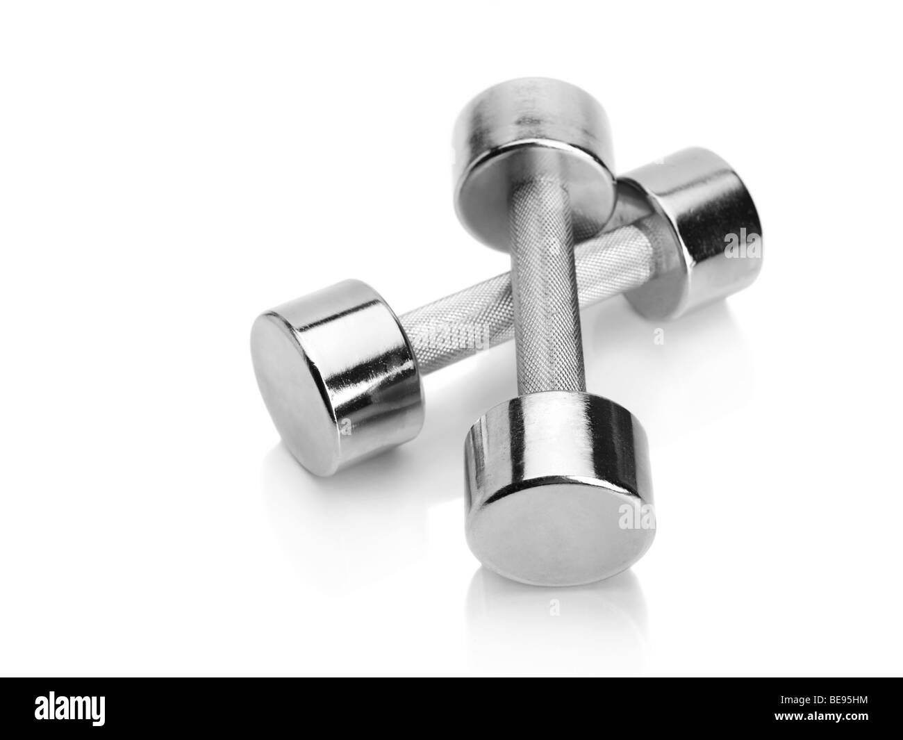 Haltères fitness chromé brillant Banque D'Images