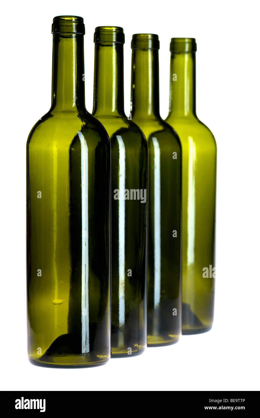 Objet sur blanc - bouteille de vin vide Banque D'Images