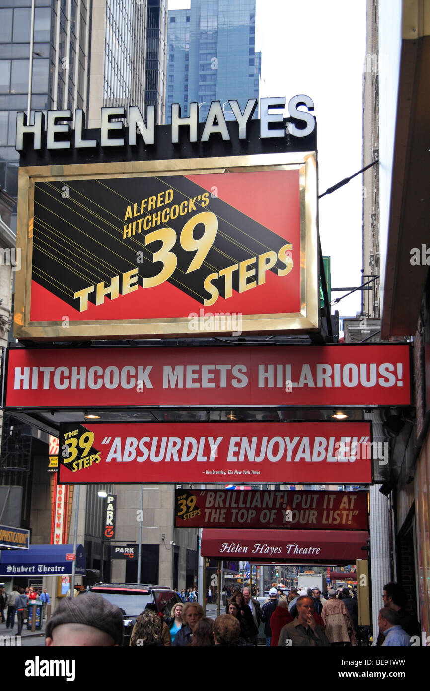 Close up d'un conseil pour la '39 Steps' spectacle à Broadway à l'Helen Hayes Theatre, 44th Street, New York. Banque D'Images