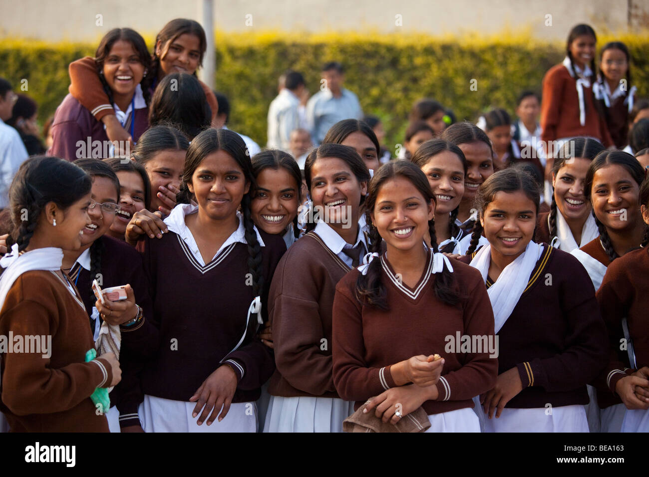 Les écolières dans Delhi Inde Banque D'Images