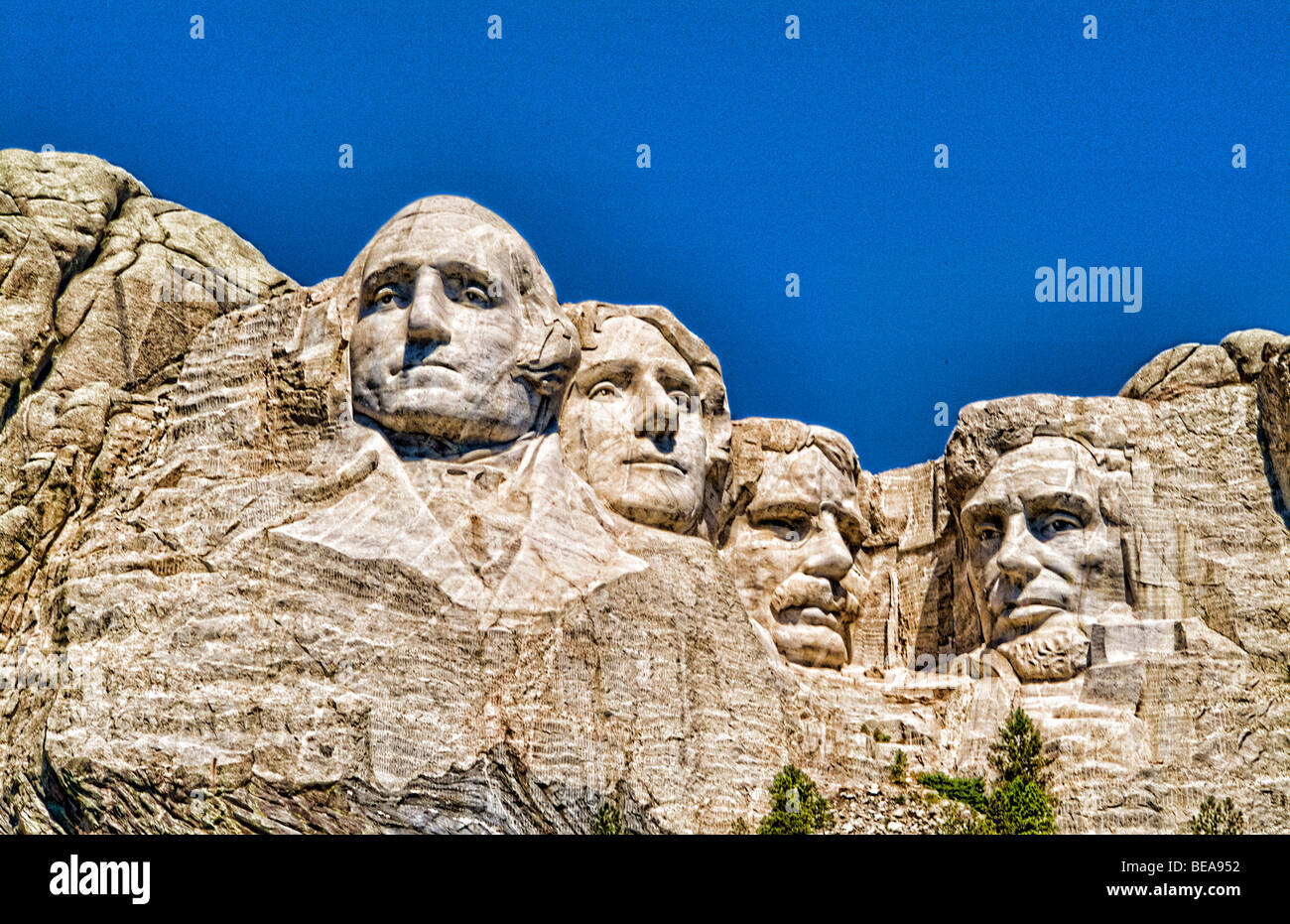Mt Rushmore Dakota du Sud sculpture de nos présidents des USA de Roosevelt Lincoln Washington et Adams sur mountain Banque D'Images