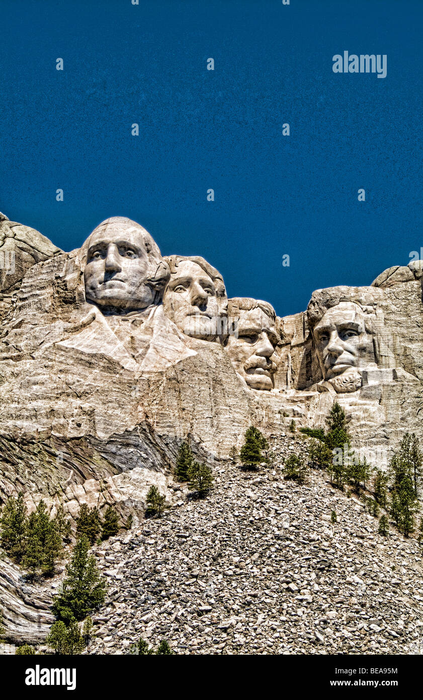 Mt Rushmore Dakota du Sud sculpture de nos présidents des USA de Roosevelt Lincoln Washington et Adams sur mountain Banque D'Images