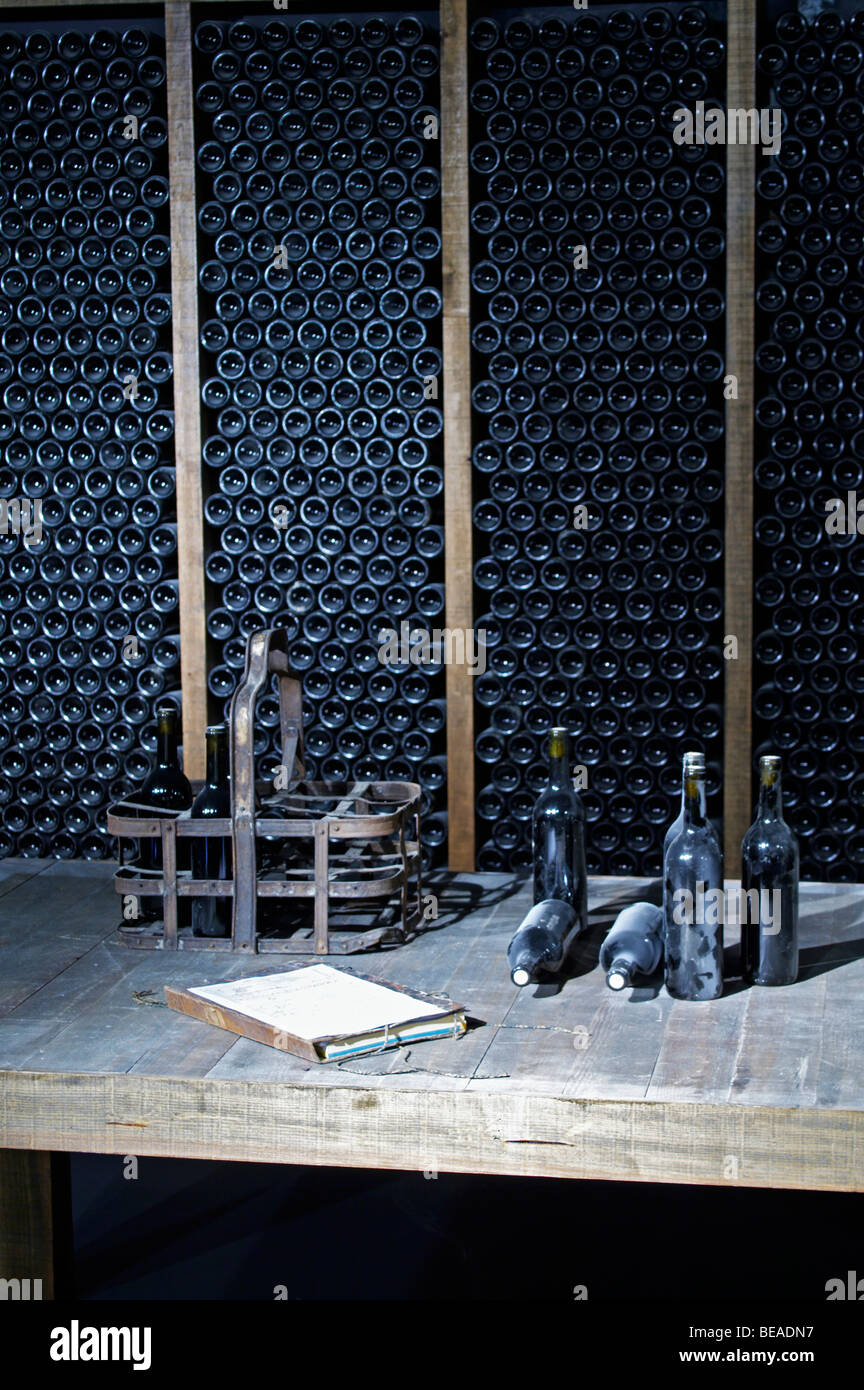 Vieilles bouteilles dans la cave Quinta do seixo portugal douro sandeman Banque D'Images