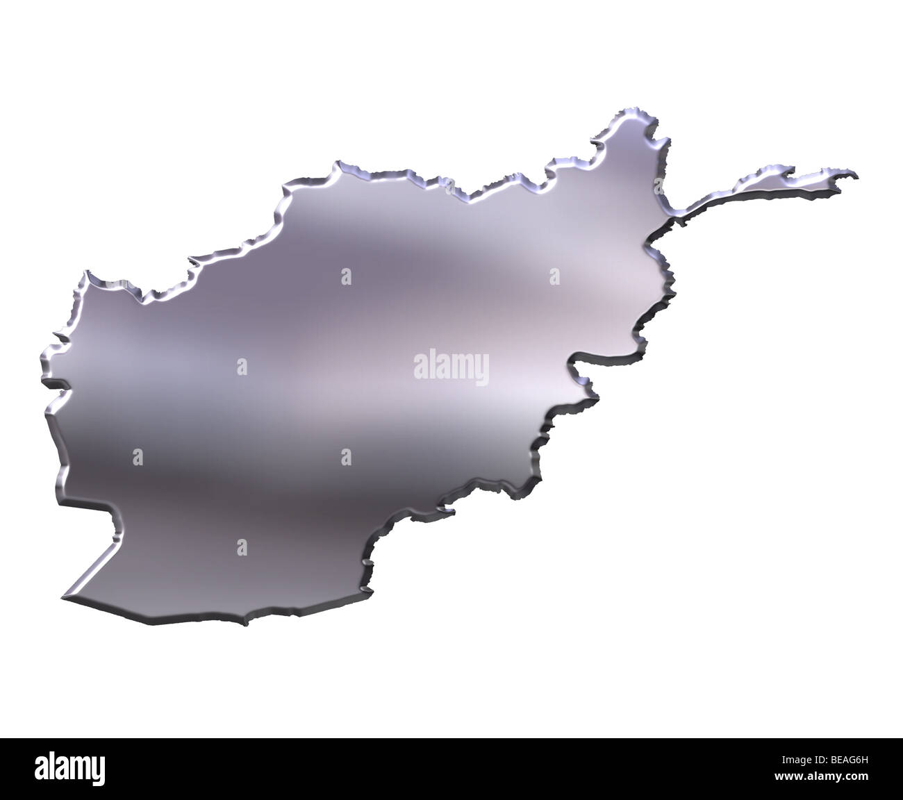 La carte silver 3d'Afghanistan Banque D'Images