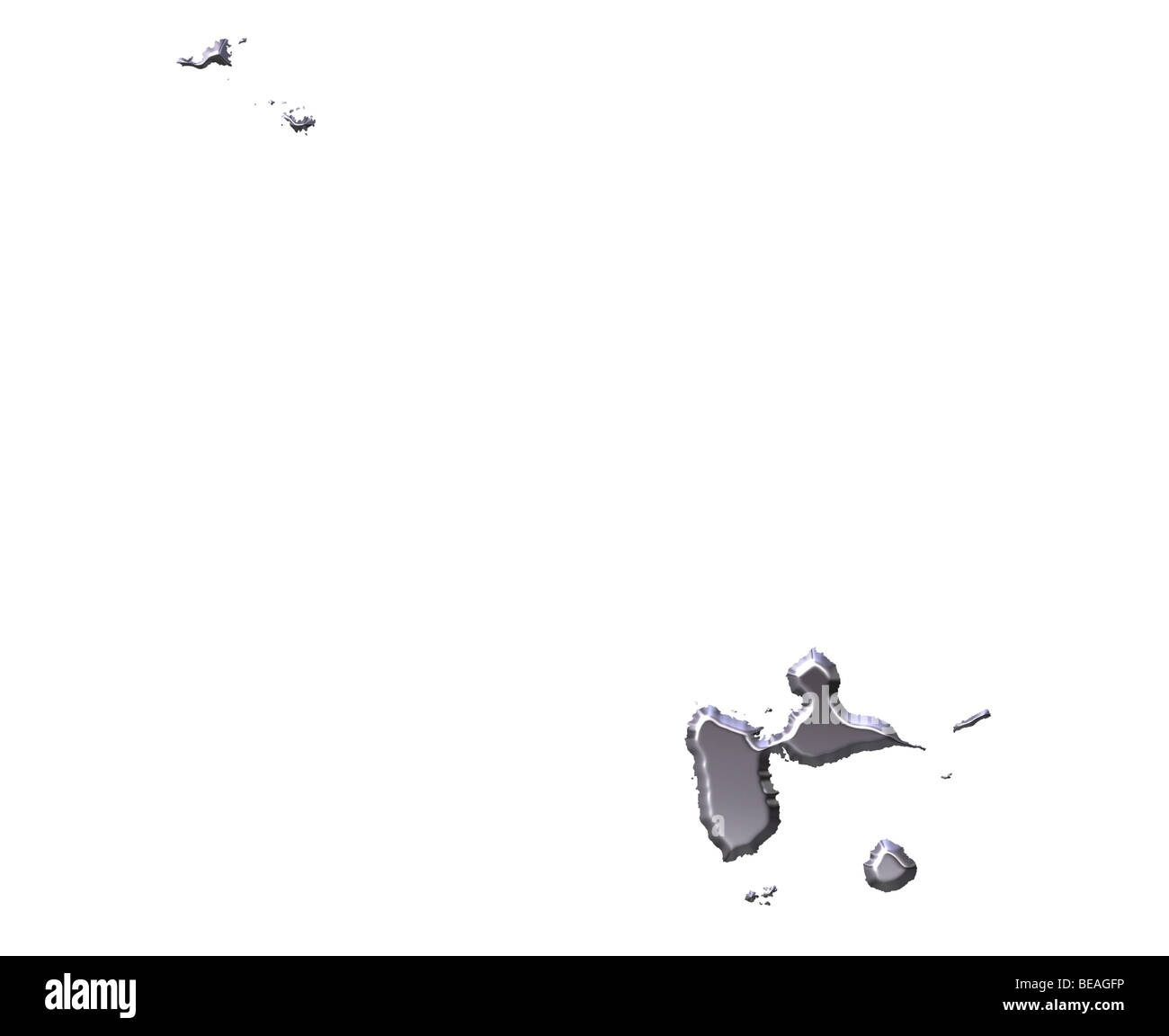 Guadeloupe carte silver 3d Banque D'Images