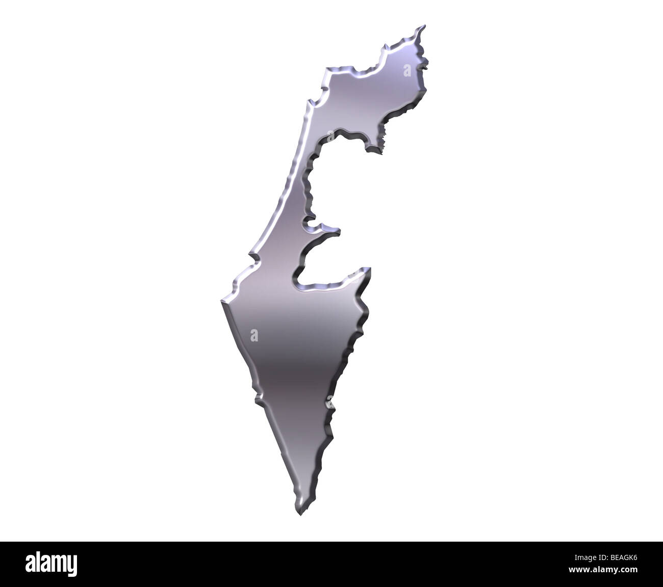 Israël carte silver 3d Banque D'Images