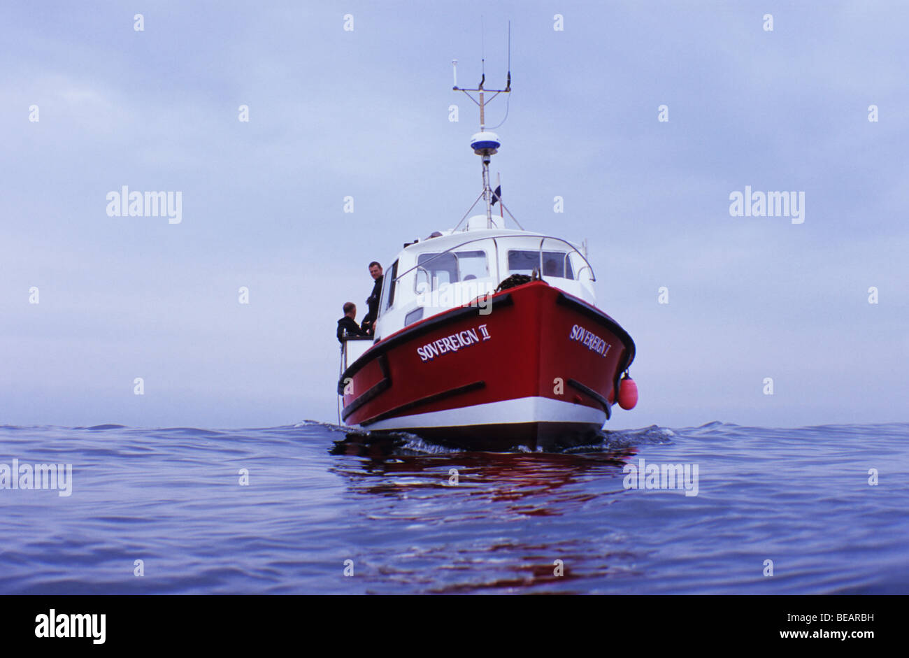 Les plongeurs souverain, bateau de plongée. Iles Farne Northumberland. UK Banque D'Images