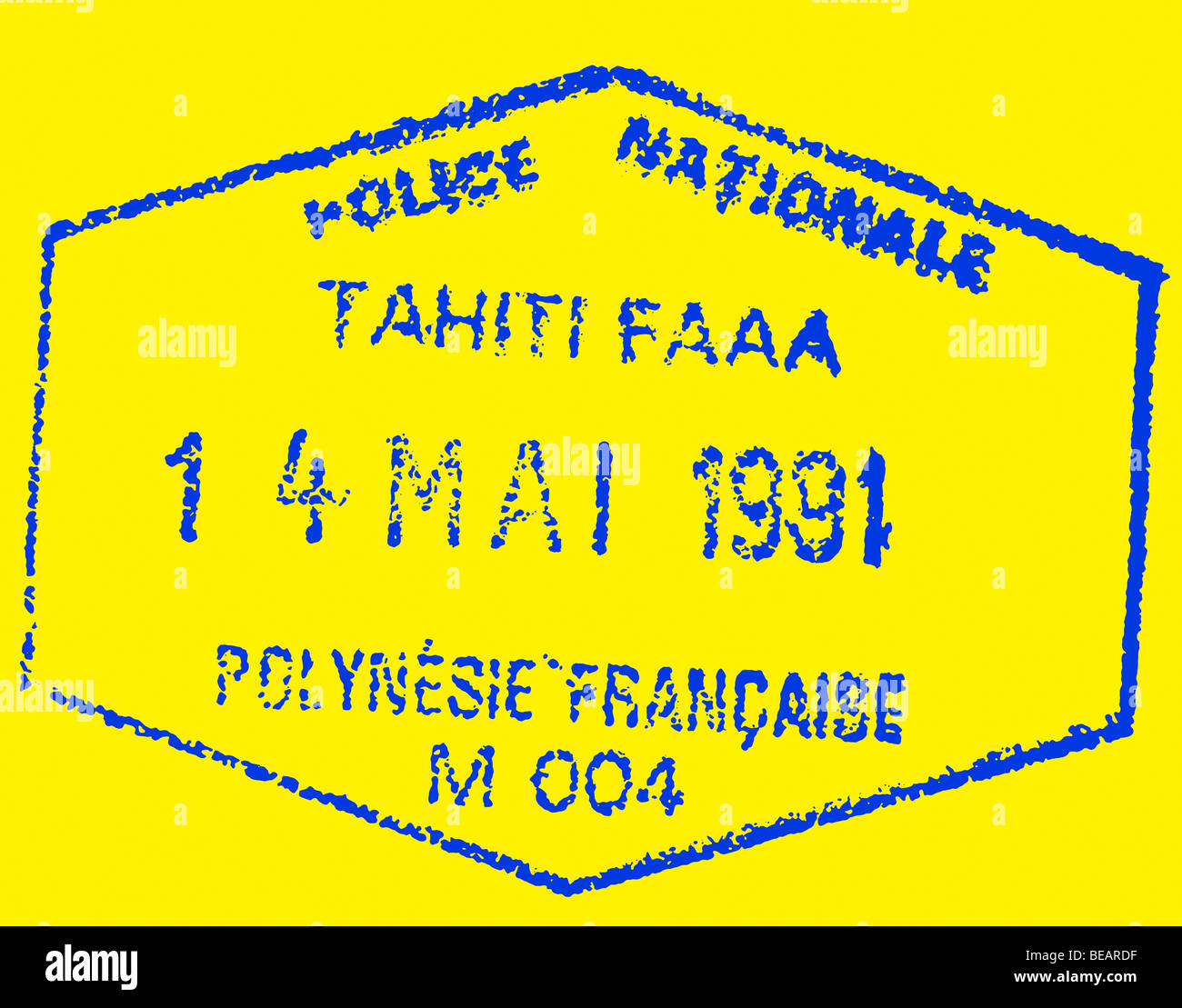 Timbres de Passeport, Tahiti, îles de la société, Polynésie française. Banque D'Images