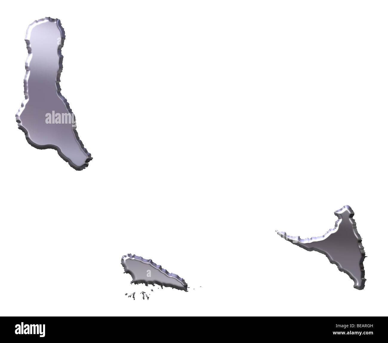 Comores carte silver 3d Banque D'Images