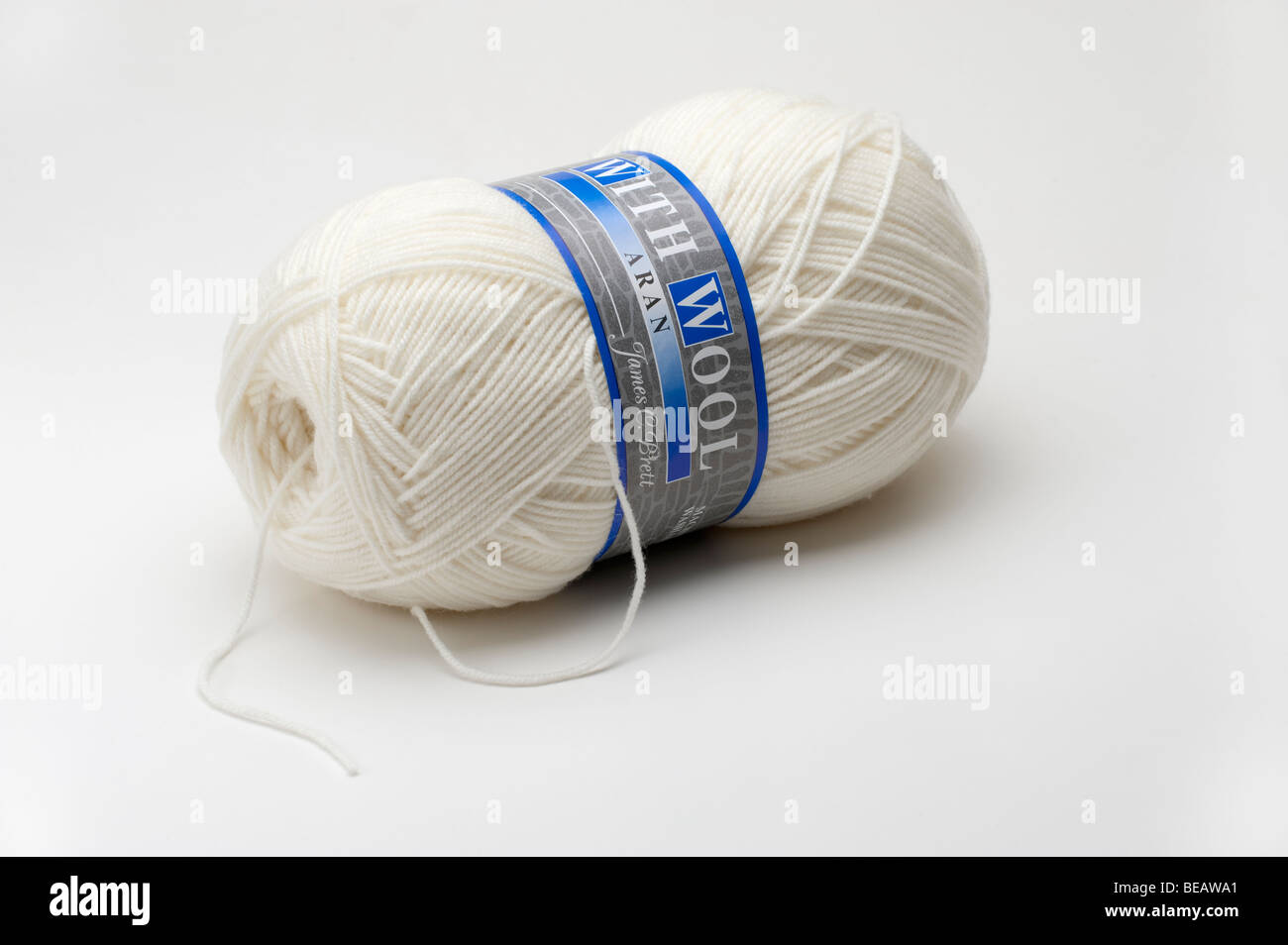 Pelote de laine Aran blanc Banque D'Images