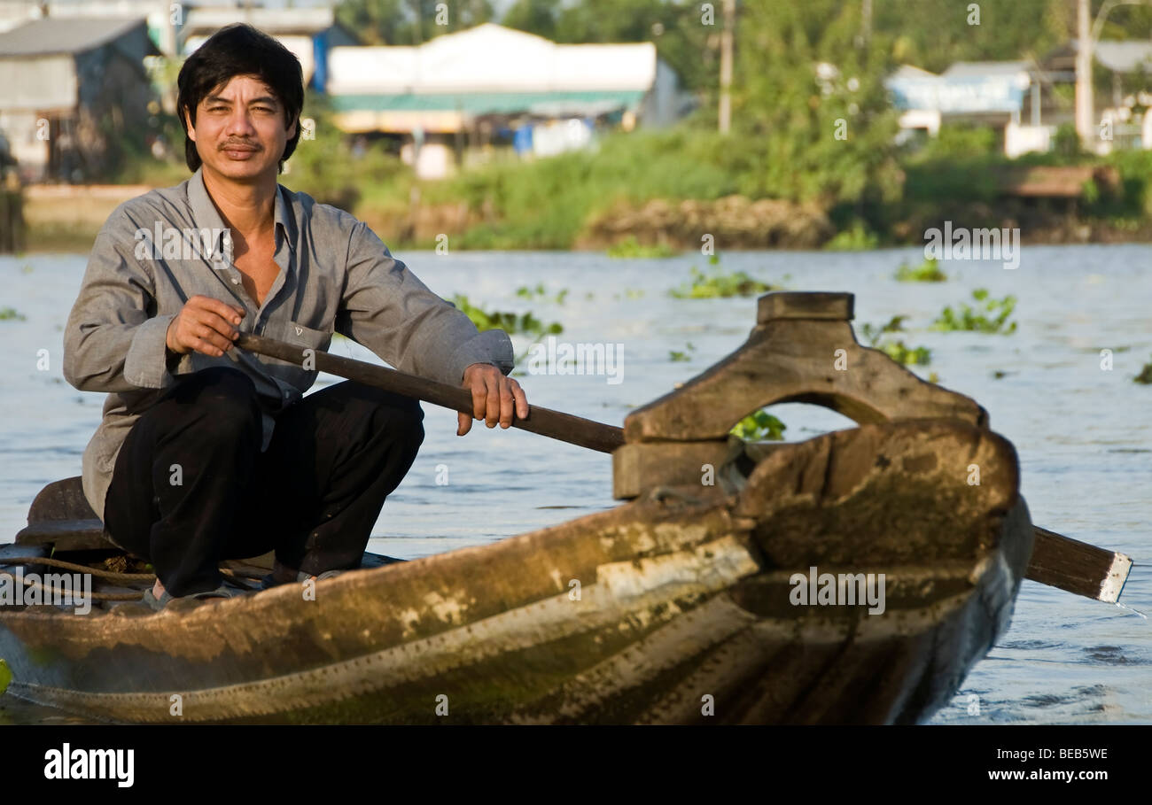 La maison de pêcheurs dans le Delta du Mékong de produits Banque D'Images