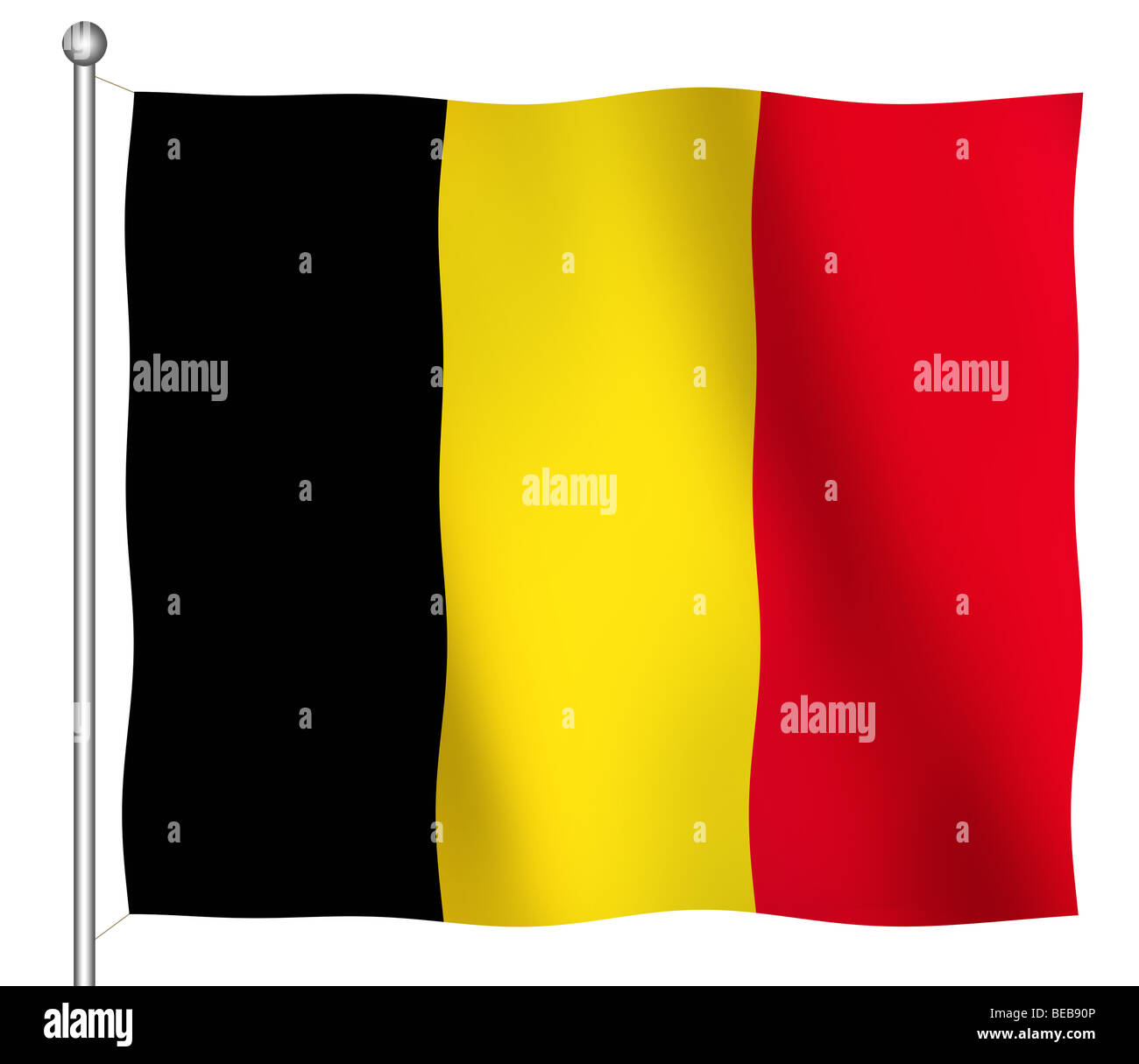 Pavillon de la Belgique en agitant (With Clipping Path) Banque D'Images