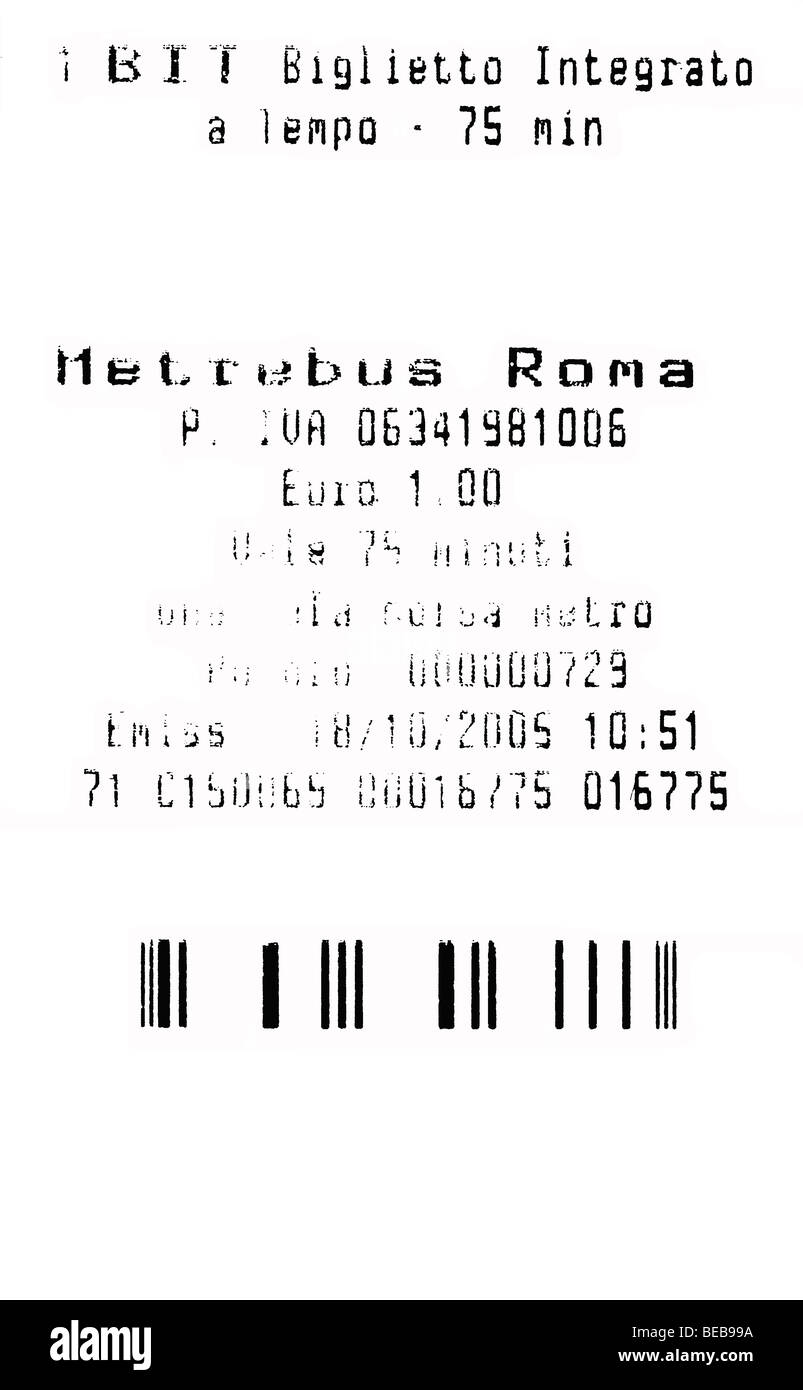 L'Italie, Rome, billet d'autobus. Banque D'Images