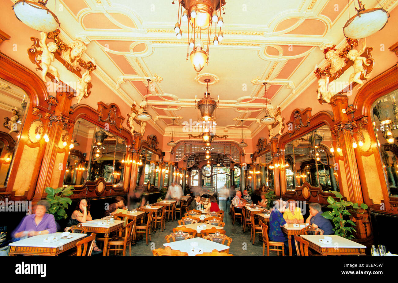 Portugal, Porto : Hstorical atmosphère dans le Café Majestic à Porto Banque D'Images