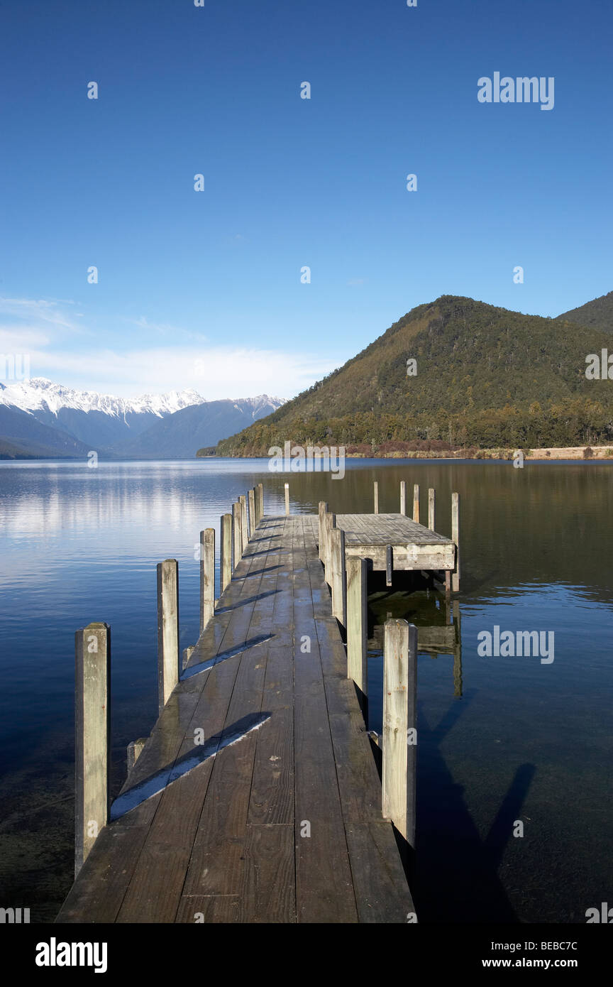 Jetty, Lake Rotoroa, Nelson Lakes National Park, district de Tasmanie, île du Sud, Nouvelle-Zélande Banque D'Images