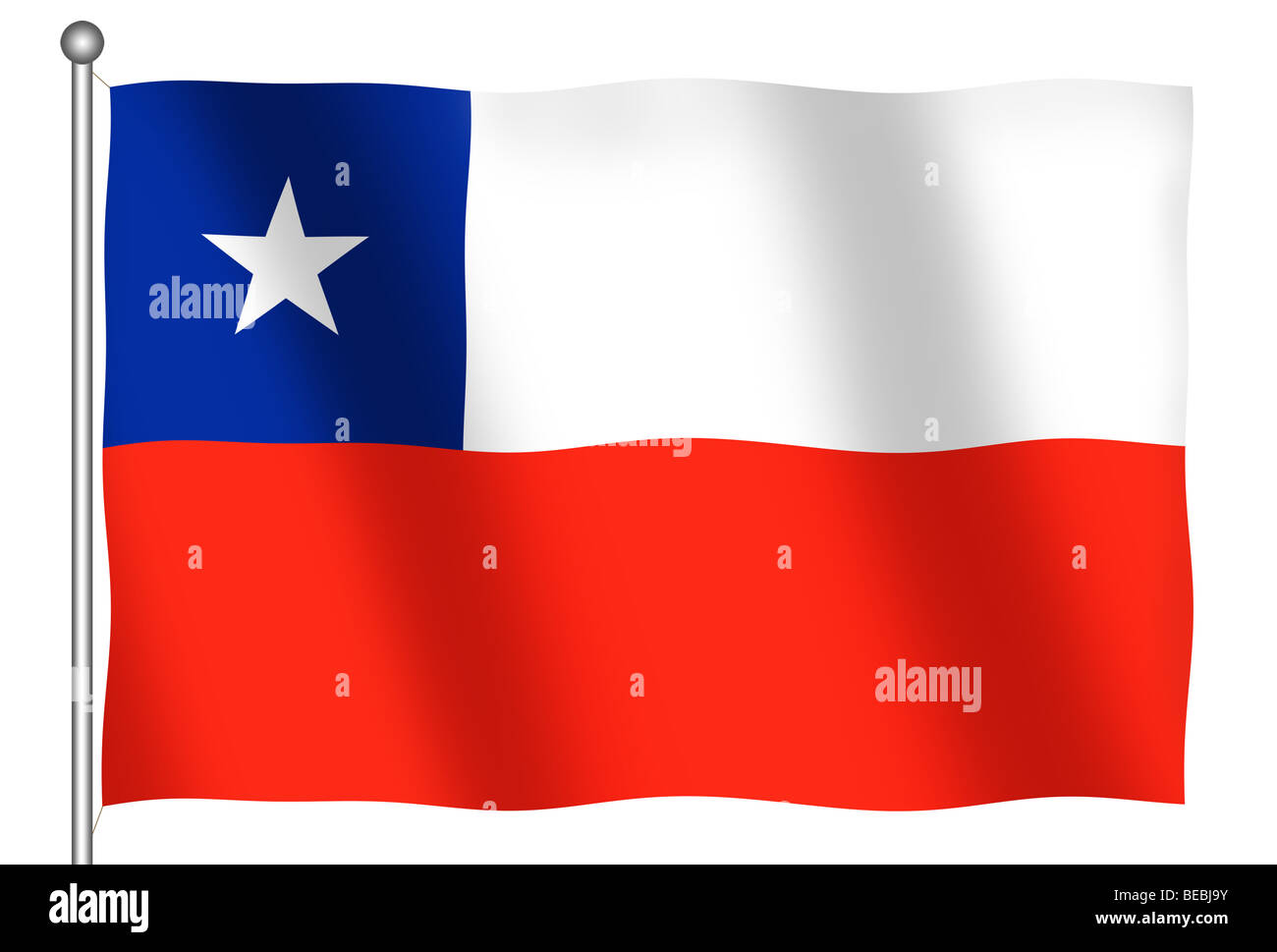 Brandissant le drapeau du Chili (With Clipping Path) Banque D'Images