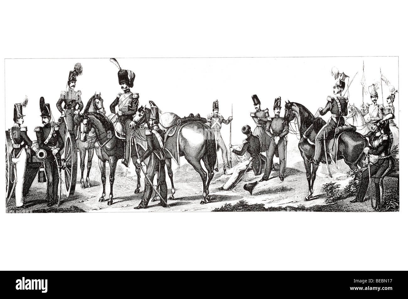L'artillerie cavalerie belge et ingénieurs Banque D'Images