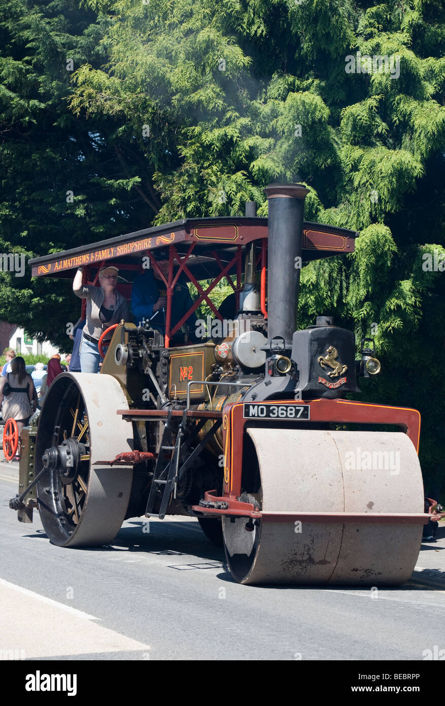 Moteur à vapeur vapeur Abergavenny road roller juste Galles UK Banque D'Images
