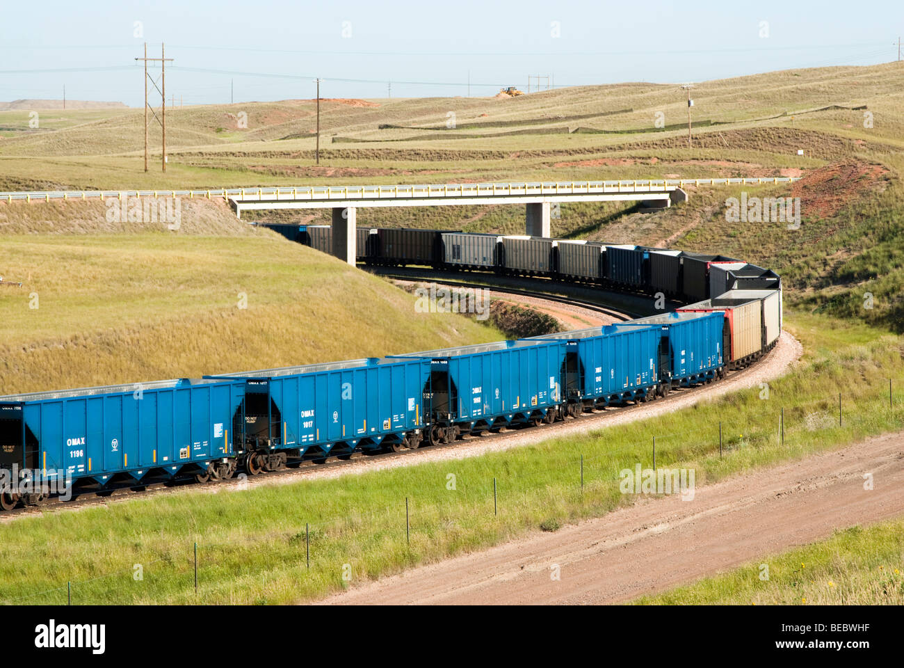 Wagons vides pour le transport de charbon des mines à proximité de centrales électriques dans le Wyoming Banque D'Images