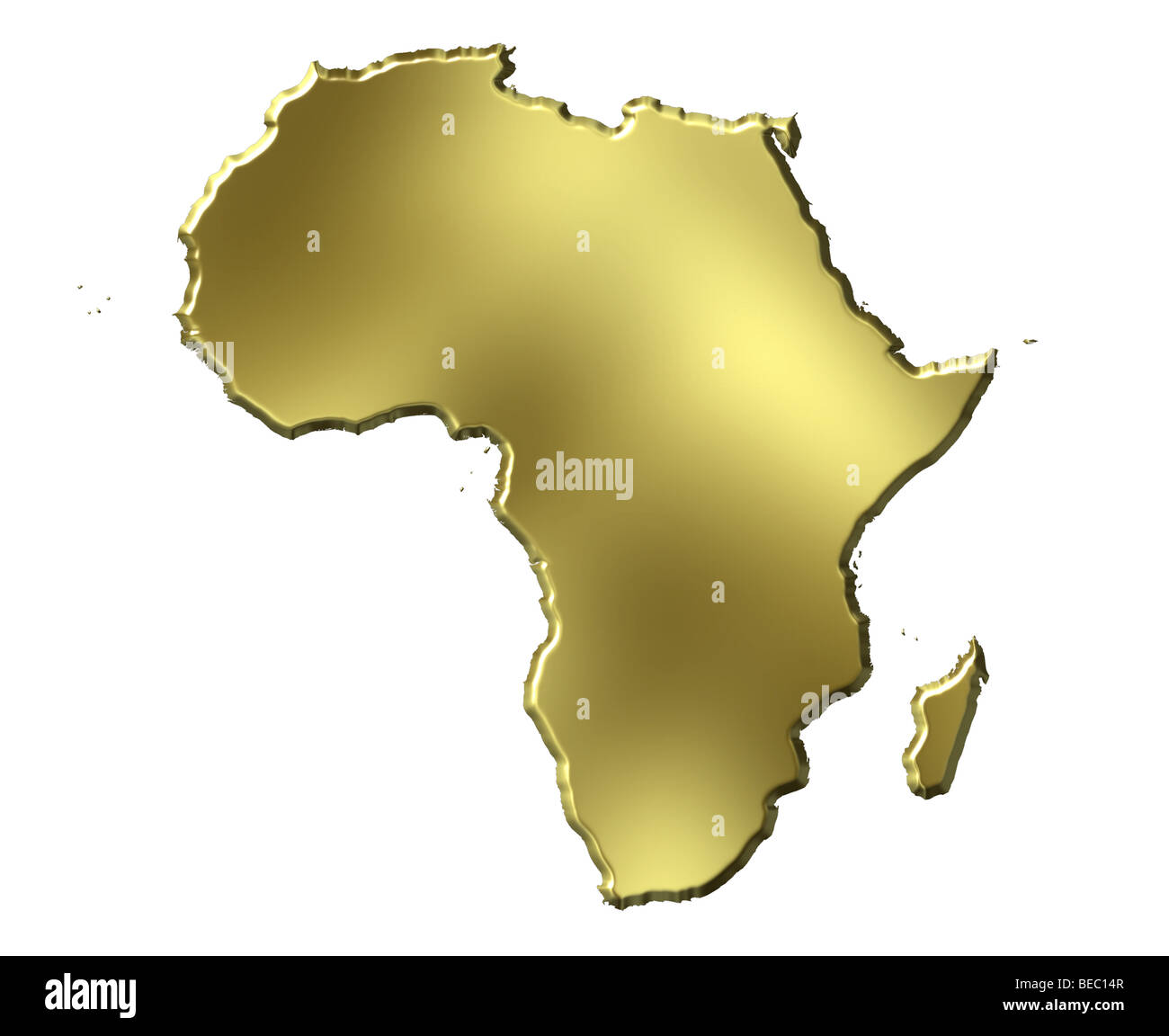 3d carte d'or de l'Afrique Banque D'Images