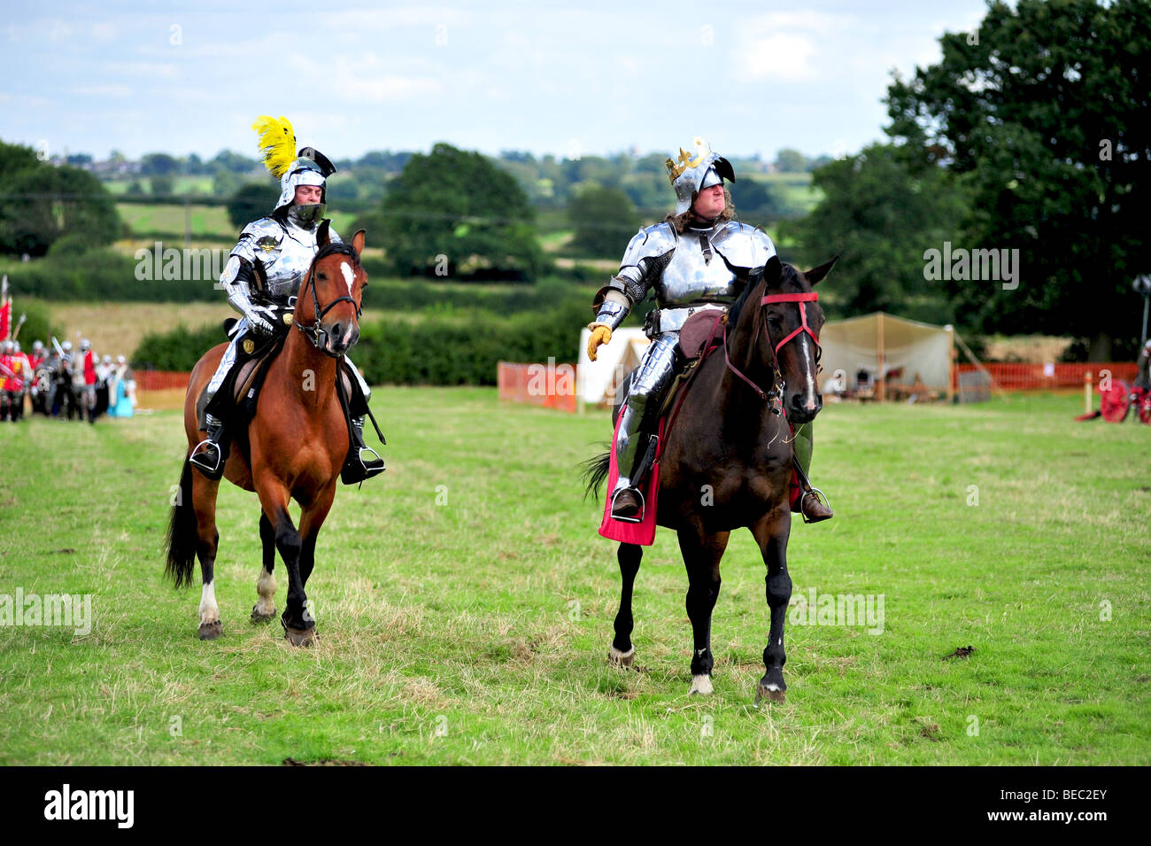 Reconstitution du champ de la bataille de bosworth Banque de