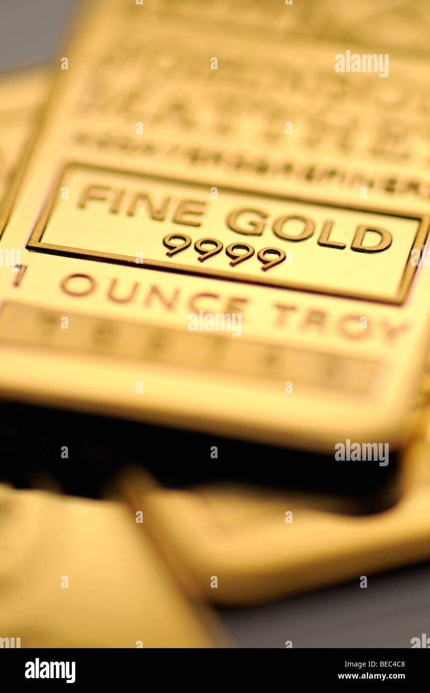 1oz Gold Bullion Bars .9999 l'or fin Banque D'Images