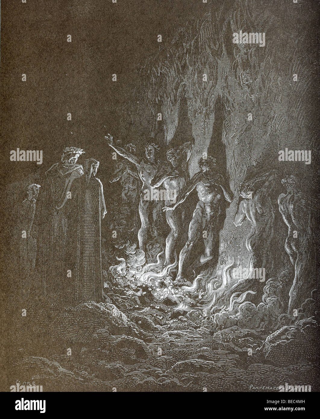 L'illustration de Gustave Dore "le septième cercle - l' lubrique de la Divine Comédie de Dante Banque D'Images