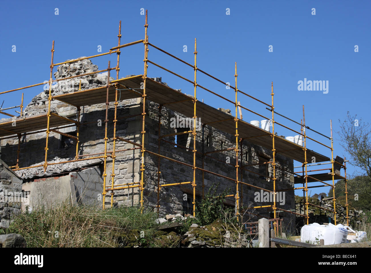 Rénovation d'une maison dans un village du Royaume-Uni. Banque D'Images