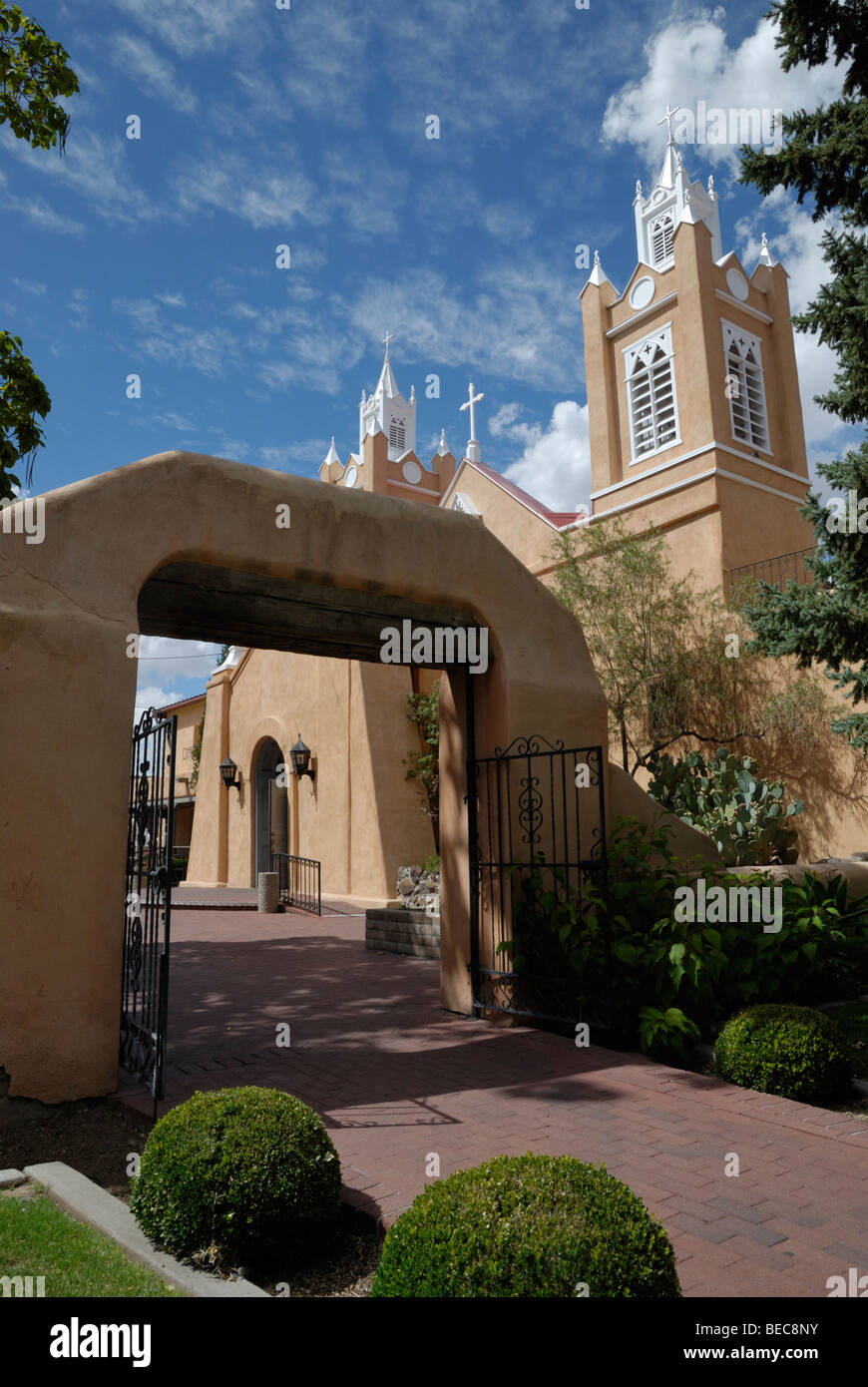 L'église San Felipe de Neri, Albuquerque, Nouveau Mexique, USA. Banque D'Images