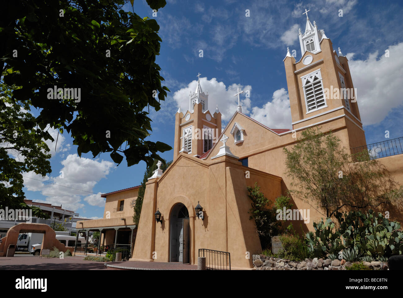 L'église San Felipe de Neri, Albuquerque, Nouveau Mexique, USA. Banque D'Images