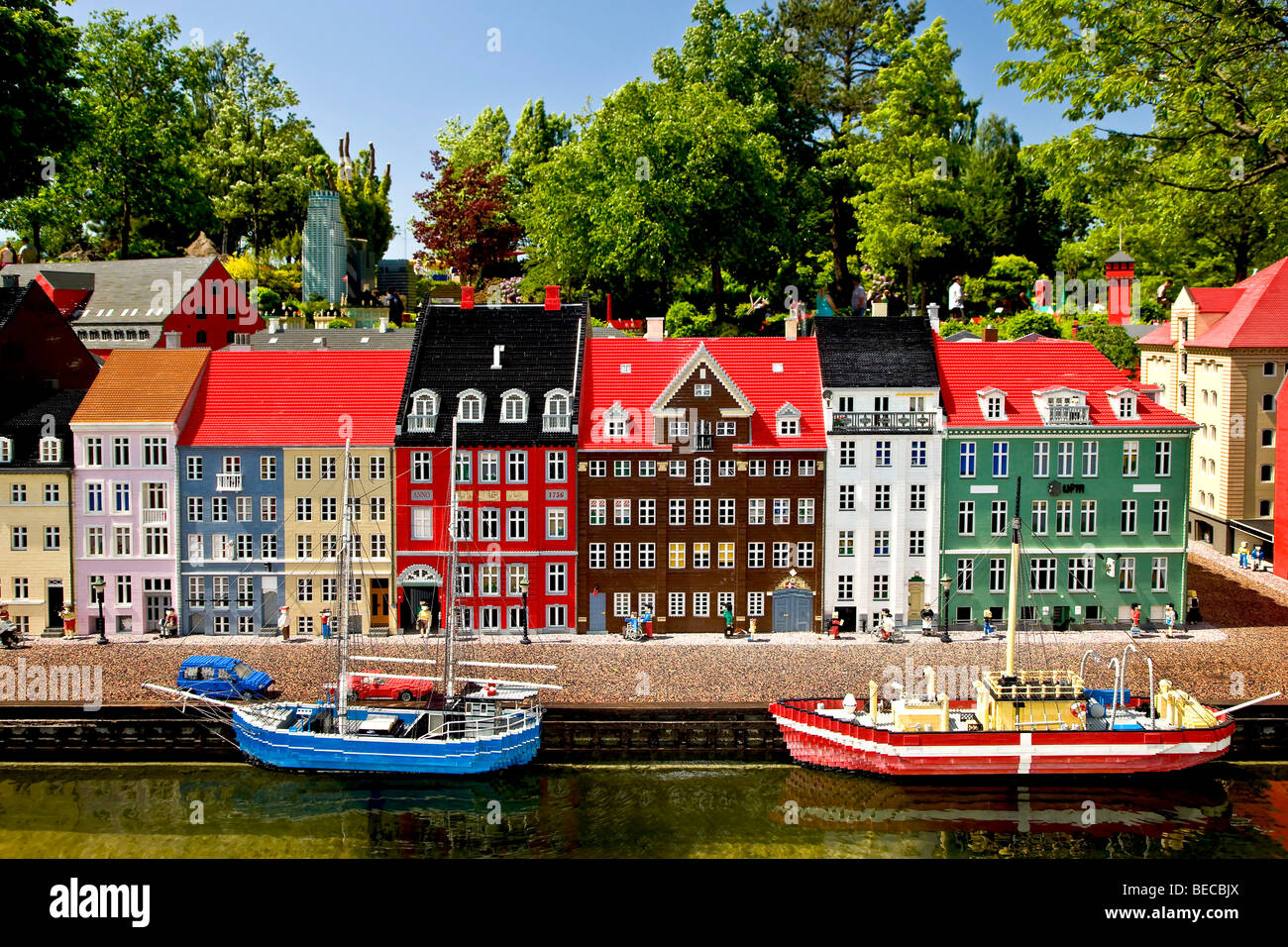 Nyhavn fabriqué à partir de briques Lego, Legoland, Danemark Banque D'Images
