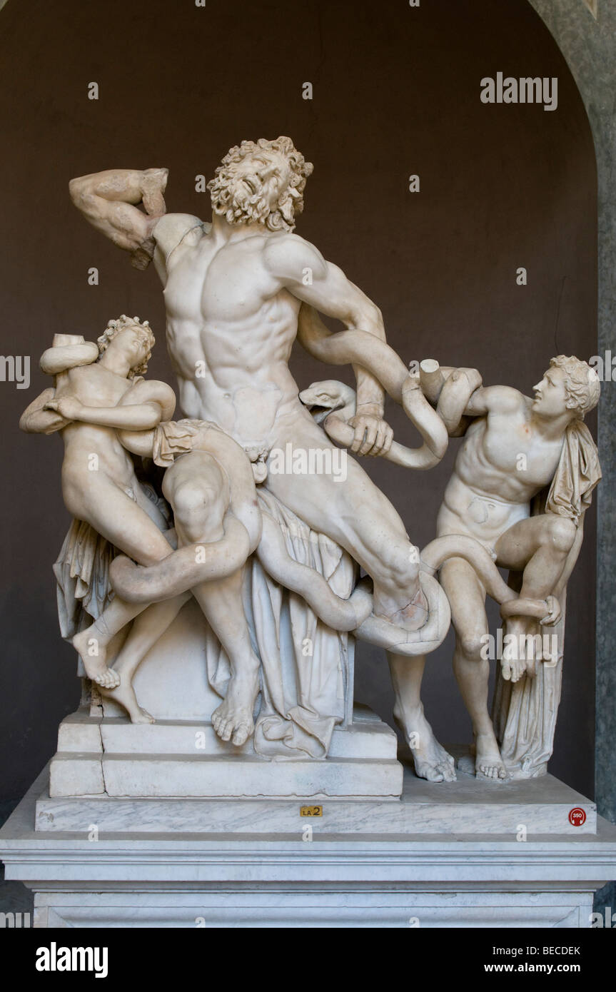 La statue de marbre groupe Laocoon au Vatican. Banque D'Images